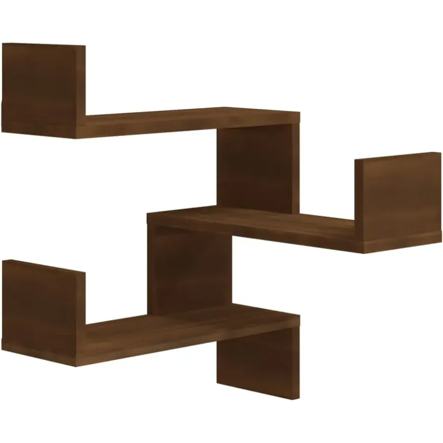 vidaXL - Wandhoekschap - Bruin - Bewerkt hout