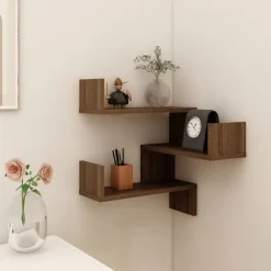 vidaXL - Wandhoekschap - Bruin - Bewerkt hout