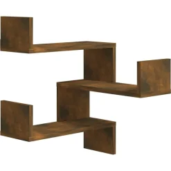 Wandplanken-vidaXL - Wandhoekschap - Bruin - Bewerkt hout - 2 stuks