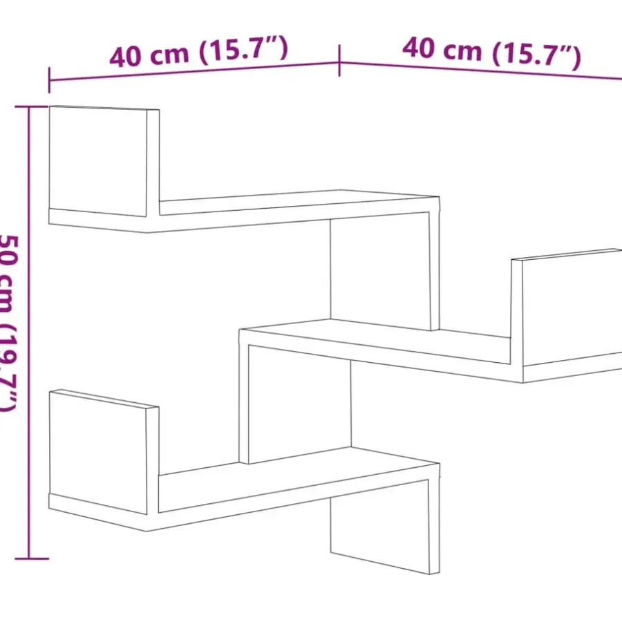 Wandplanken-vidaXL - Wandhoekschap - Bruin - Bewerkt hout - 2 stuks
