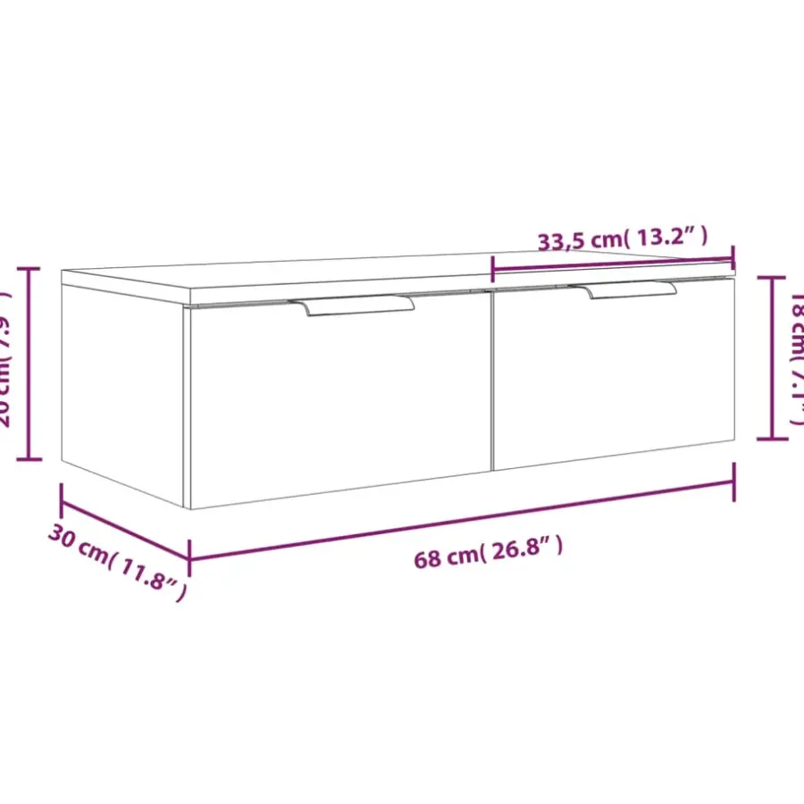 vidaXL - Wandkast - Zwart - Bewerkt hout