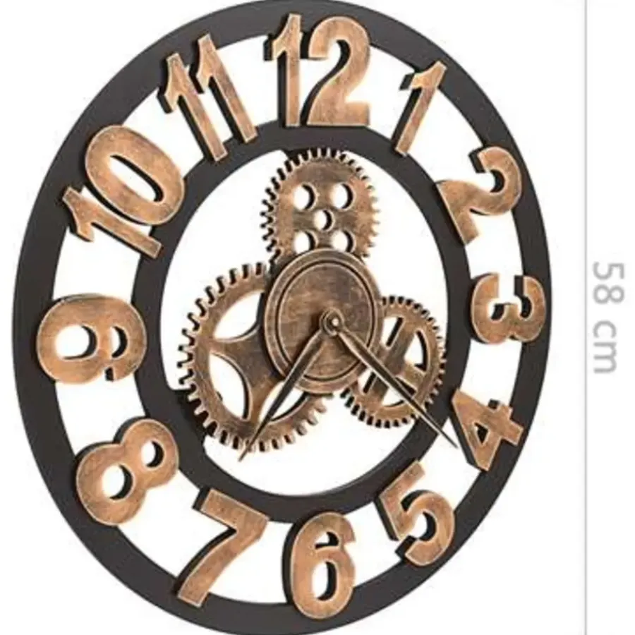 vidaXL - Wandklok - Goud - Metaal - 58 cm