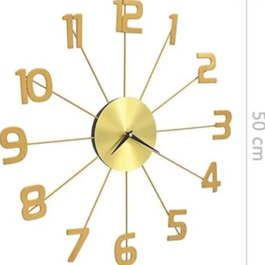 vidaXL - Wandklok - Goud - Metaal - 50 cm