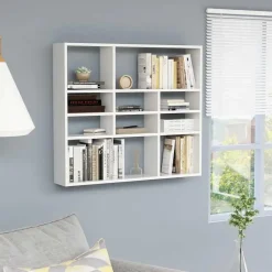 Wandrekken-vidaXL - Wandmeubel - Wit - Bewerkt hout