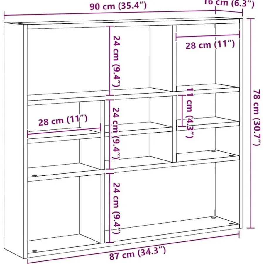 vidaXL - Wandmeubel - Zwart - Bewerkt hout