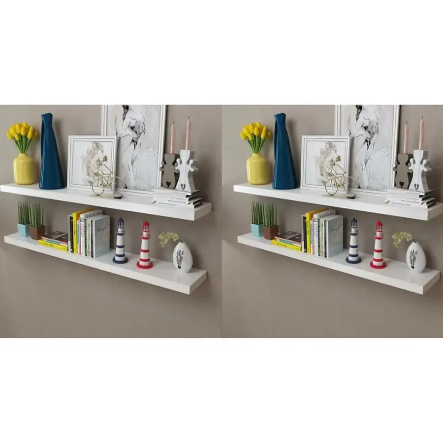 Wandplanken-vidaXL - Wandrek - Wit - MDF - 120 cm - 4 stuks