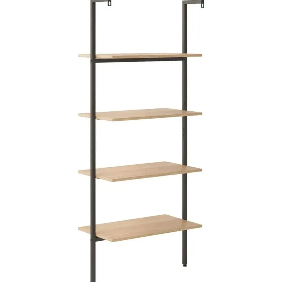 Wandrekken-vidaXL - Wandrek met 4 schappen - Lichtbruin - Bewerkt hout - 64 x 35 x 152.5 cm