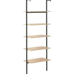 vidaXL - Wandrek met 5 schappen - Bruin - Bewerkt hout - 64 x 35 x 185 cm