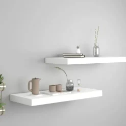 Wandplanken-vidaXL - Wandschap - Wit - MDF - 60 x 23.5 x 3.8 cm - 2 stuks