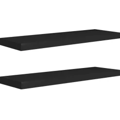 Wandplanken-vidaXL - Wandschap - Zwart - MDF - 80 x 23.5 x 3.8 cm - 2 stuks