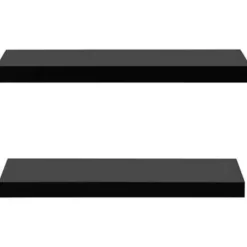 vidaXL - Wandschap - Zwart - MDF - 60 x 20 x 3.8 cm - 2 stuks