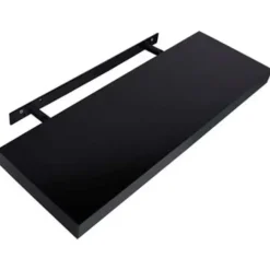 vidaXL - Wandschap - Zwart - MDF - 60 x 20 x 3.8 cm - 2 stuks