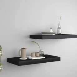 vidaXL - Wandschap - Zwart - MDF - 50 x 23 x 3.8 cm - 2 stuks