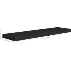 Wandplanken-vidaXL - Wandschap - Zwart - MDF - 90 x 23.5 x 3.8 cm