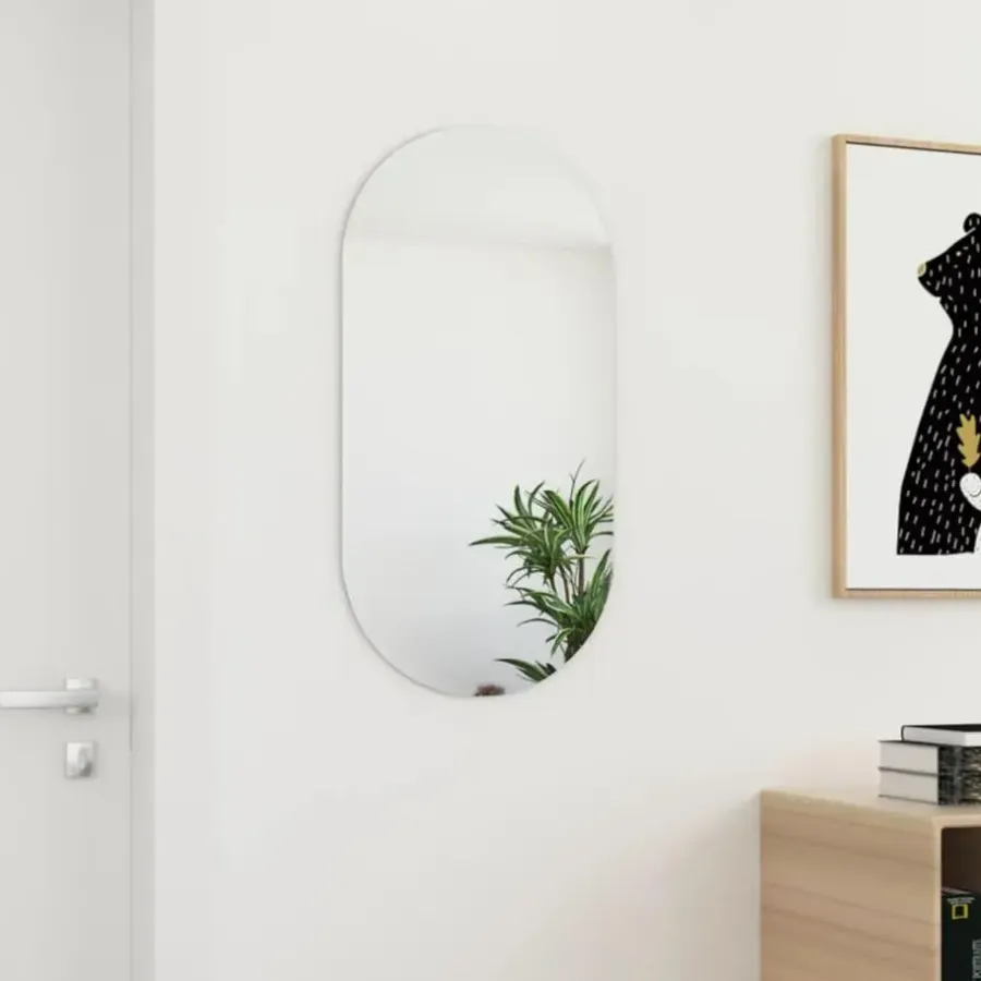 Spiegels-vidaXL - Wandspiegel - Wit - Glas - 80 x 40 cm