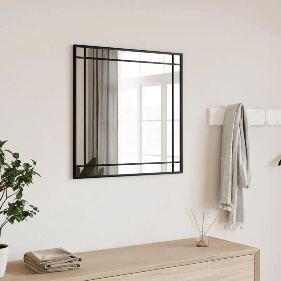 Spiegels-vidaXL - Wandspiegel - Zwart - IJzer - 60 x 60 cm