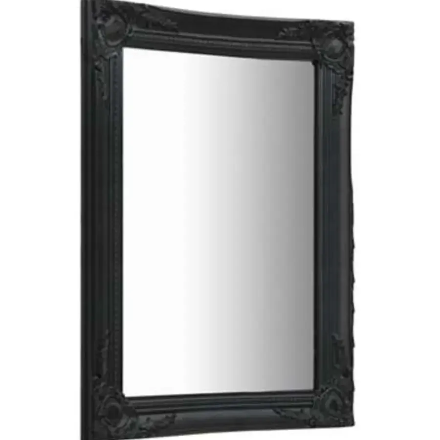 Spiegels-vidaXL - Wandspiegel - Zwart - Hout - 50 x 80 cm