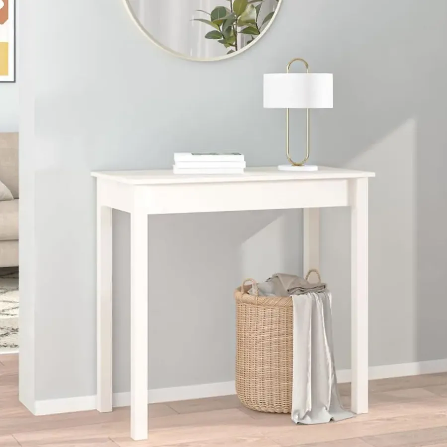 Sidetables-vidaXL - Wandtafel - Wit - Massief grenenhout - 80x40x75 cm