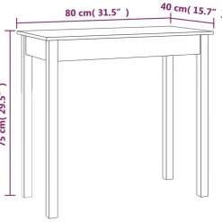 Sidetables-vidaXL - Wandtafel - Wit - Massief grenenhout - 80x40x75 cm