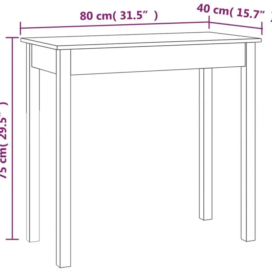 Sidetables-vidaXL - Wandtafel - Wit - Massief grenenhout - 80x40x75 cm