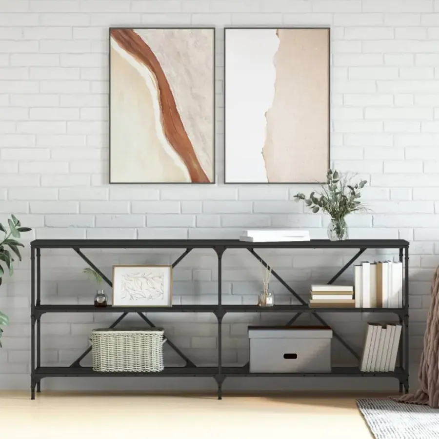 Sidetables-vidaXL - Wandtafel - Zwart - Bewerkt hout