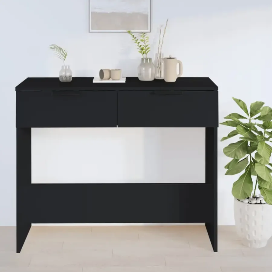 Sidetables-vidaXL - Wandtafel - Zwart - Bewerkt hout