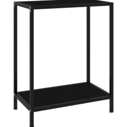 Sidetables-vidaXL - Wandtafel - Zwart - Glas - 60 x 35 x 75 cm