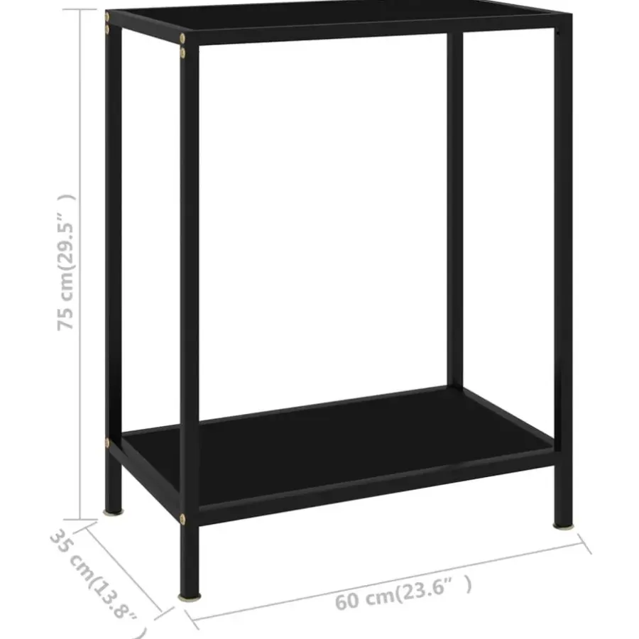Sidetables-vidaXL - Wandtafel - Zwart - Glas - 60 x 35 x 75 cm