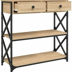 Sidetables-vidaXL - Wandtafel met 2 lades 2 schappen - Sonoma eiken - Hout - 75x28x75 cm