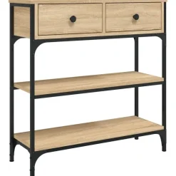 Sidetables-vidaXL - Wandtafel met 2 lades 2 schappen - Sonoma eiken - Hout - 72.5x25x75 cm
