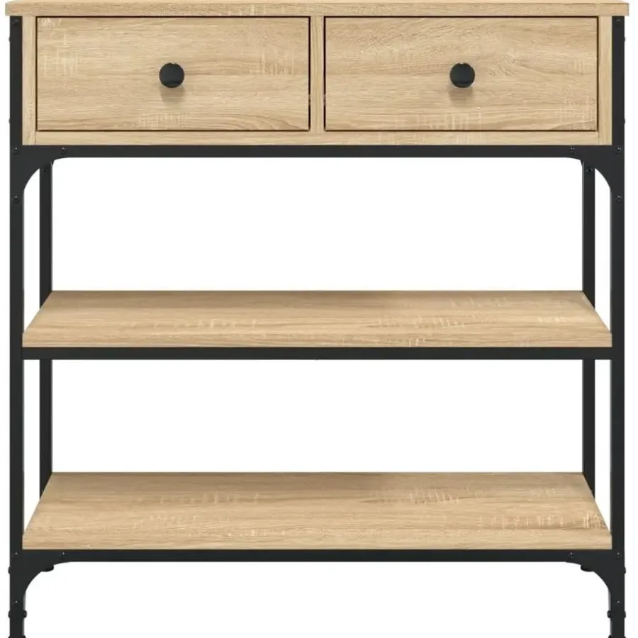 Sidetables-vidaXL - Wandtafel met 2 lades 2 schappen - Sonoma eiken - Hout - 72.5x25x75 cm