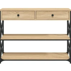 vidaXL - Wandtafel met 2 lades 2 schappen - Sonoma eiken - Hout - 100x28x75 cm