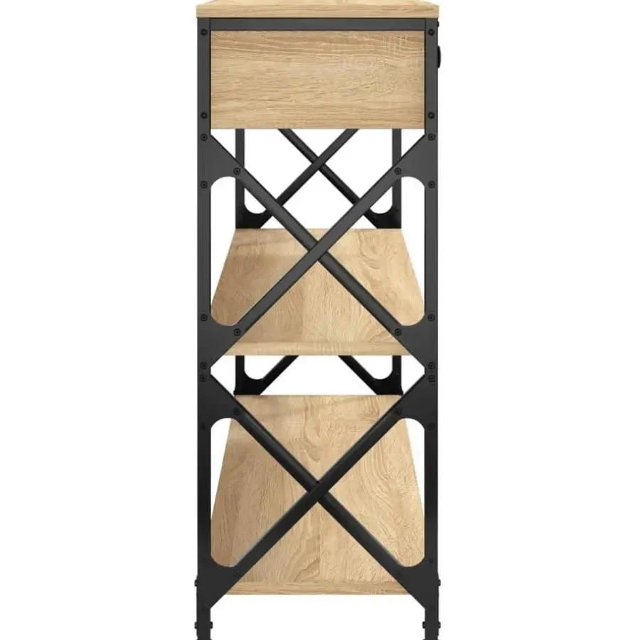 vidaXL - Wandtafel met 2 lades 2 schappen - Sonoma eiken - Hout - 100x28x75 cm