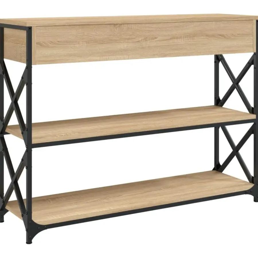 vidaXL - Wandtafel met 2 lades 2 schappen - Sonoma eiken - Hout - 100x28x75 cm