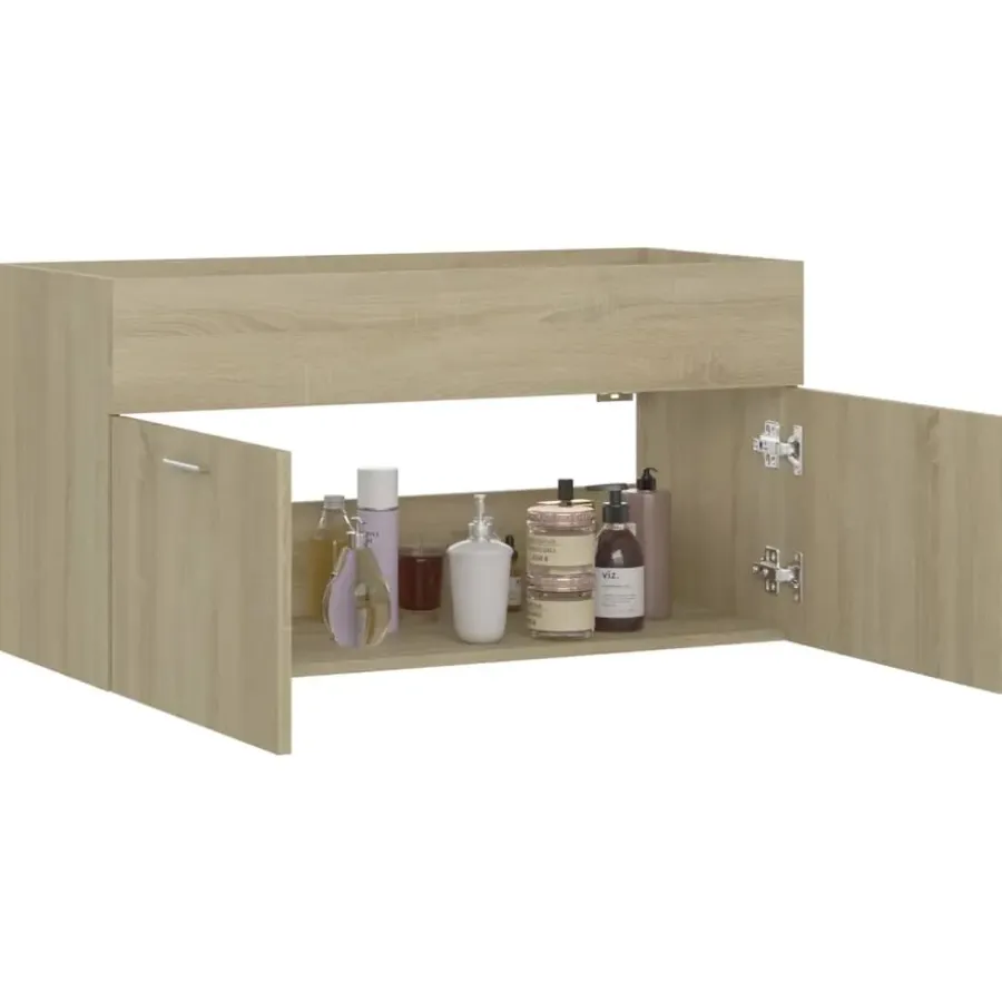 Wastafelkasten-vidaXL - Wastafelkast - Bruin - Bewerkt hout - 90 x 38.5 x 46 cm
