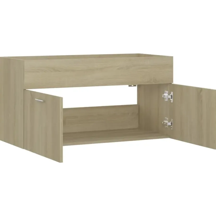Wastafelkasten-vidaXL - Wastafelkast - Bruin - Bewerkt hout - 90 x 38.5 x 46 cm