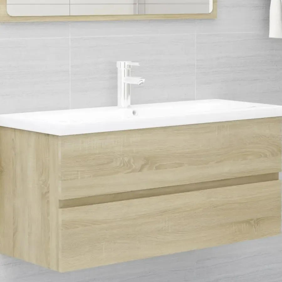vidaXL - Wastafelkast - Bruin - Bewerkt hout - 100 x 38.5 x 45 cm