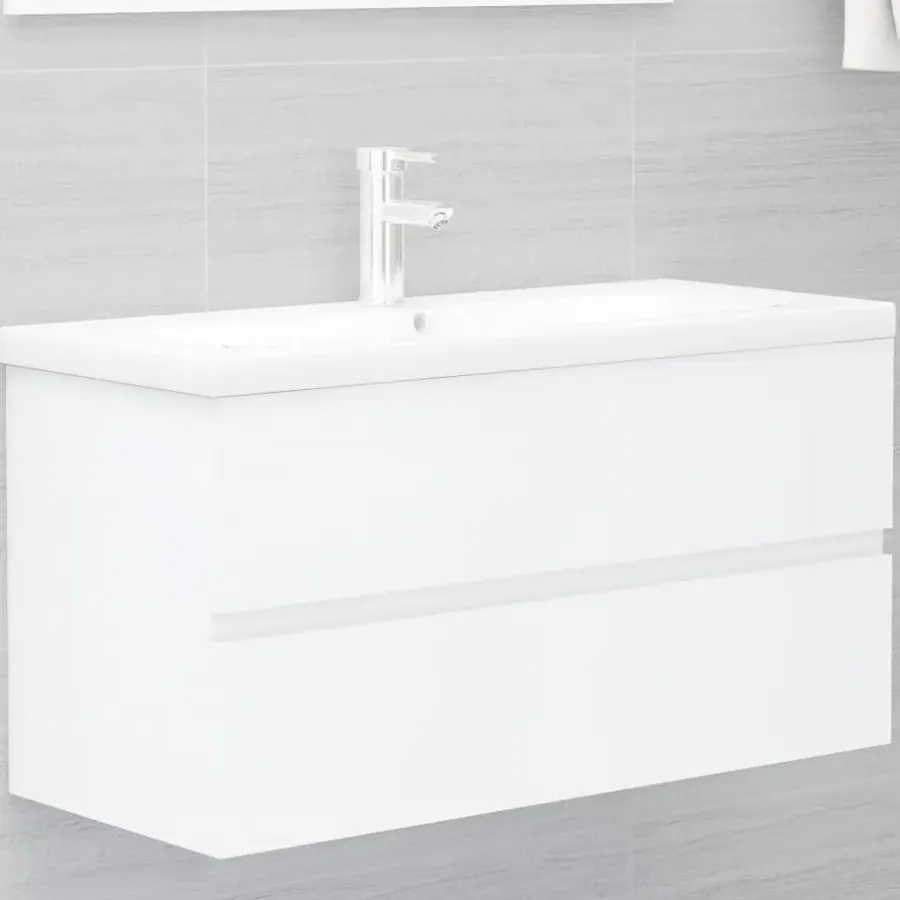 vidaXL - Wastafelkast - Wit - Bewerkt hout - 90 x 38.5 x 45 cm