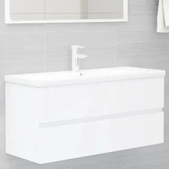 Wastafelkasten-vidaXL - Wastafelkast - Wit - Bewerkt hout - 100 x 38.5 x 45 cm
