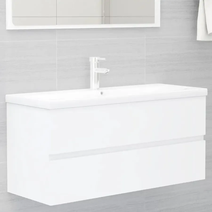 Wastafelkasten-vidaXL - Wastafelkast - Wit - Bewerkt hout - 100 x 38.5 x 45 cm