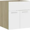 Wastafelkasten-vidaXL - Wastafelkast - Wit - Bewerkt hout - 41 x 38.5 x 46 cm