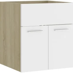 Wastafelkasten-vidaXL - Wastafelkast - Wit - Bewerkt hout - 41 x 38.5 x 46 cm