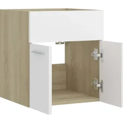Wastafelkasten-vidaXL - Wastafelkast - Wit - Bewerkt hout - 41 x 38.5 x 46 cm