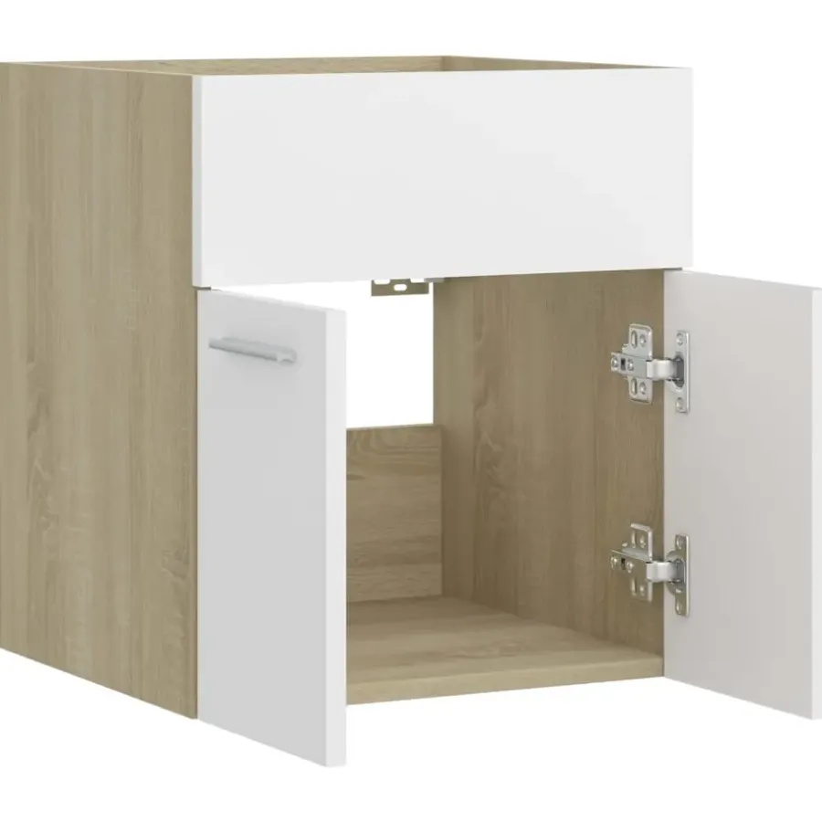 Wastafelkasten-vidaXL - Wastafelkast - Wit - Bewerkt hout - 41 x 38.5 x 46 cm