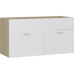 Wastafelkasten-vidaXL - Wastafelkast - Wit - Bewerkt hout - 90 x 38.5 x 46 cm