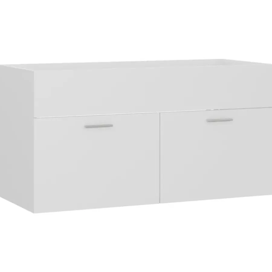 Wastafelkasten-vidaXL - Wastafelkast - Wit - Bewerkt hout - 90 x 38.5 x 46 cm