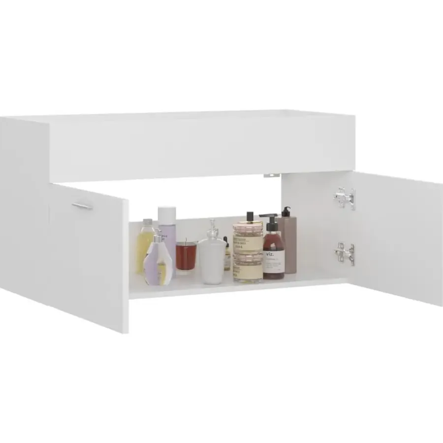 Wastafelkasten-vidaXL - Wastafelkast - Wit - Bewerkt hout - 90 x 38.5 x 46 cm
