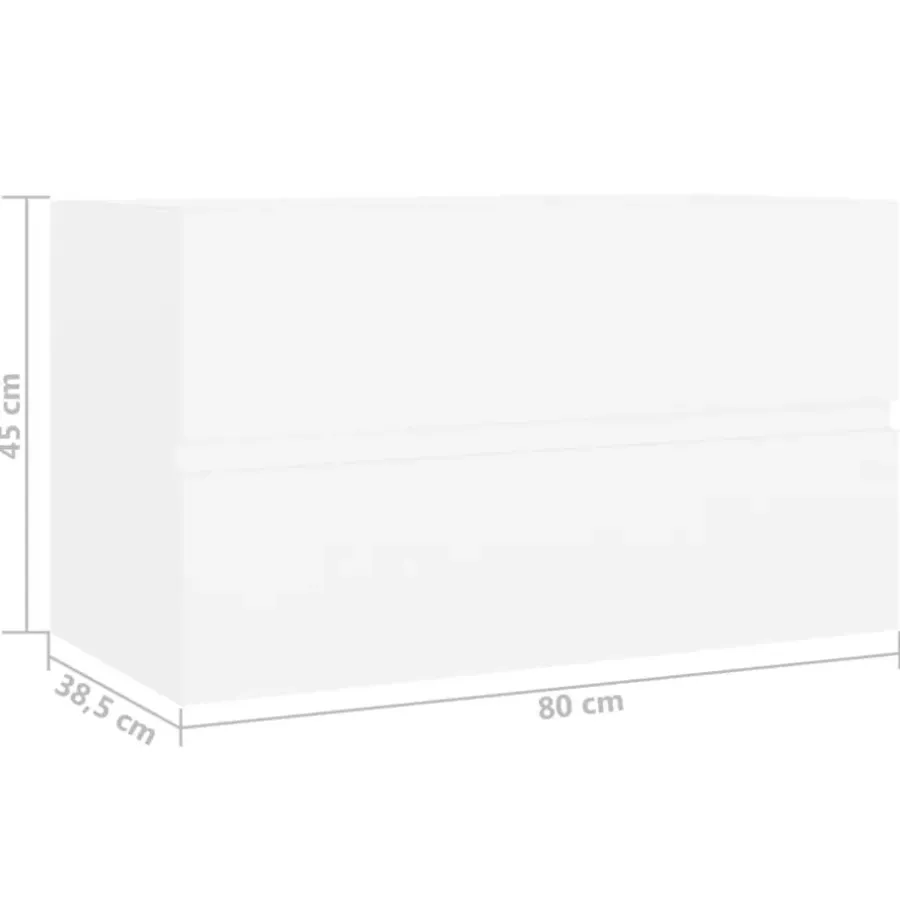 Wastafelkasten-vidaXL - Wastafelkast - Wit - Bewerkt hout - 80 x 38.5 x 45 cm