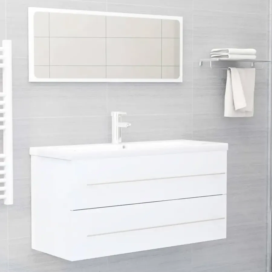 Wastafelkasten-vidaXL - Wastafelkast - Wit - Bewerkt hout - 100 x 38.5 x 48 cm