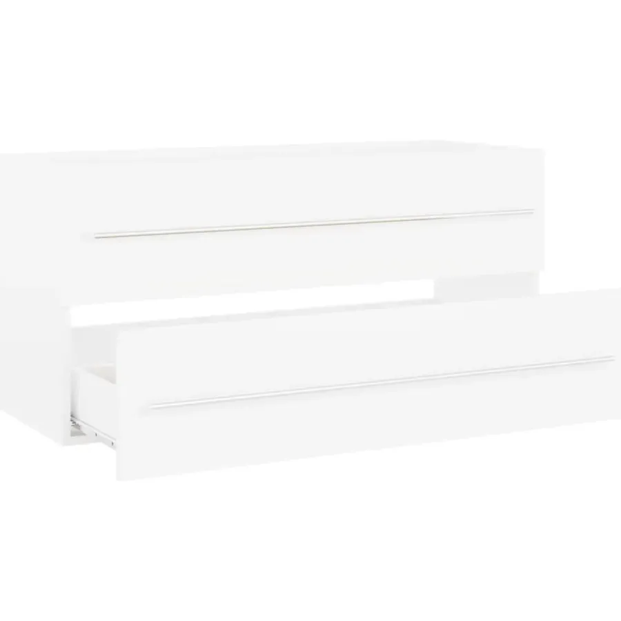 Wastafelkasten-vidaXL - Wastafelkast - Wit - Bewerkt hout - 100 x 38.5 x 48 cm